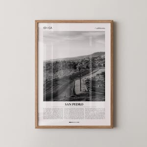 San Pedro Print Black and White, Coastal Photo Poster, Los Angeles Wall Art, Minimalist Home Decor Gift