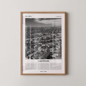 Lakewood Print Black and White, City Photo Poster, Los Angeles County Wall Art, Minimalist Home Decor Gift