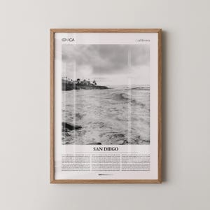 San Diego Print Black and White, City Photo Poster, Coastal Wall Art, Minimalist Home Decor Gift