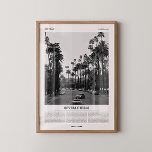 Beverly Hills Print Black and White, City Photo Poster, Los Angeles Wall Art, Minimalist Home Decor Gift