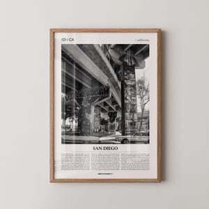 San Diego Print Black and White, City Photo Poster, Coastal Wall Art, Minimalist Home Decor Gift