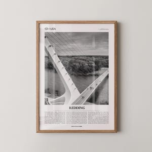 Redding Print Black and White, City Photo Poster, Northern California Wall Art, Minimalist Home Decor Gift