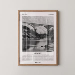 Auburn Print Black and White, City Photo Poster, Northern California Wall Art, Minimalist Home Decor Gift