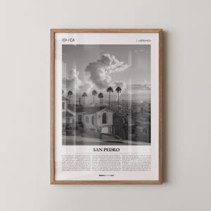 San Pedro Print Black and White, Coastal Photo Poster, Los Angeles Wall Art, Minimalist Home Decor Gift