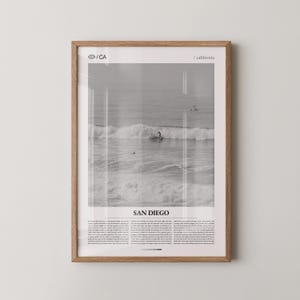 San Diego Print Black and White, City Photo Poster, Coastal Wall Art, Minimalist Home Decor Gift