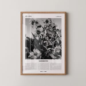 Modesto Print Black and White, City Photo Poster, Central Valley Wall Art, Minimalist Home Decor Gift