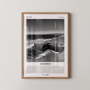 San Diego Print Black and White, City Photo Poster, Coastal Wall Art, Minimalist Home Decor Gift