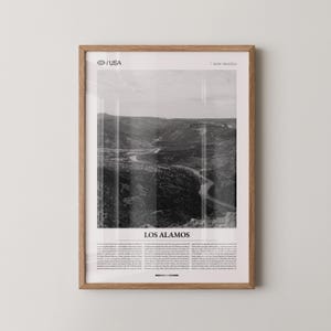 Los Alamos Print Black and White, City Photo Poster, New Mexico Wall Art, Minimalist Home Decor Gift