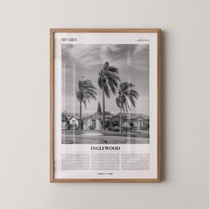 Inglewood Print Black and White, City Photo Poster, Los Angeles Wall Art, Minimalist Home Decor Gift