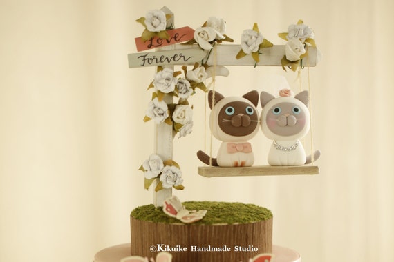Siamese Cat Wedding Toppercat And Kitty Wedding Cake Topper Etsy
