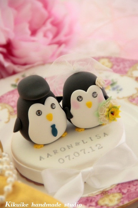 Penguins wedding cake topper penguin wedding cake topper