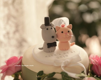 cat and dog Wedding Cake Topper