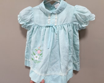 Vintage Baby Dress, Pretty Blue Dress Baby Vintage Dress Short Sleeve Baby Blouse Light Blue Baby Girl Vintage Toddler 12m 18m baby layette