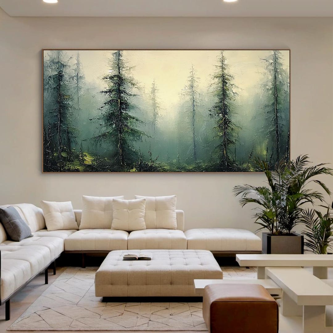 Original Green Forest Oil Painting on Canvas,abstract Tree Landscape ...