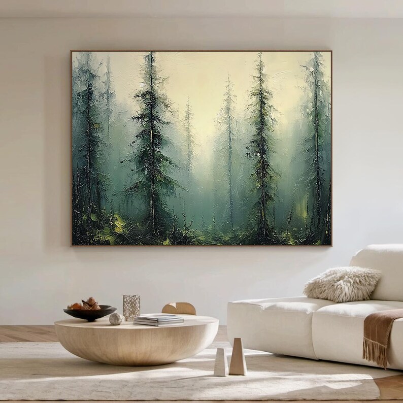 Original Green Forest Oil Painting on Canvas,abstract Tree Landscape ...