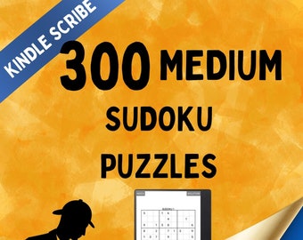 KINDLE SCRIBE 300 MEDIUM Large Print Sudoku For Adults, Medium difficulty sudoku puzzles for intermediate level sudoku  puzzle solvers Fun
