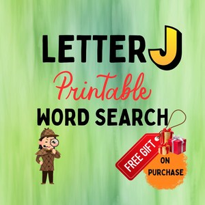 Letter J Word Search For Adults Large Print 80 hard puzzles PRINTABLE PDF