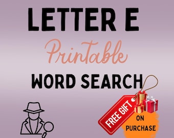 Letter E Word Search For Adults Large Print  80 hard puzzles PRINTABLE
