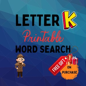Letter K Word Search For Adults Large Print 80 hard puzzles PRINTABLE PDF