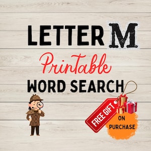 Letter M Word Search For Adults Large Print 87 hard puzzles PRINTABLE PDF