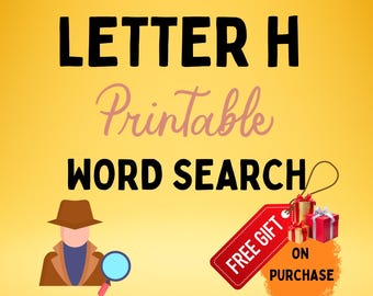 Letter H Word Search For Adults Large Print 80 hard puzzles PRINTABLE PDF