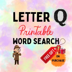 Letter Q Word Search For Adults Large Print 100 hard puzzles PRINTABLE PDF downloadable puzzle book PUZZLES Puzzlebook printable word search