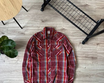 Camisa con botones estilo western a cuadros de True Religion vintage