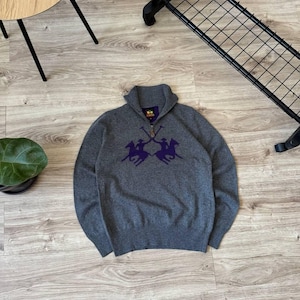 Vintage La Martina Big Logo Wool Cashmere 1/4 Zip Sweater Men&#39;s Size S