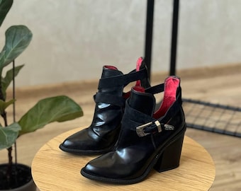 Y2K Diesel Square Black Leather Sneakers Boots EU41 UK8 US10 - Etsy