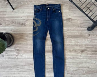 Vaqueros vintage Roberto Cavalli con efecto serpiente Y2K para mujer, talla 40