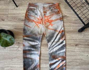 Vaqueros Levi's 501 vintage personalizados Y2K con pintura loca