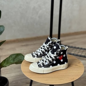 Converse x Comme Des Garcons PLAY Dot High Top Sneakers Women&#39;s Size 35