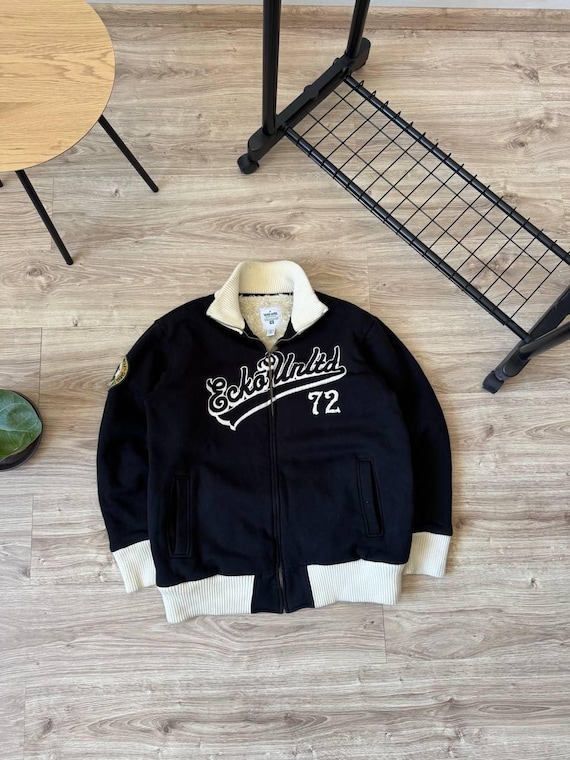 Sudadera vintage Y2K Ecko con cremallera y logotipo grande