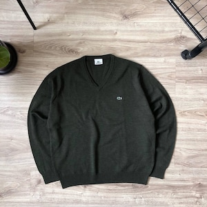 Vintage Lacoste V Neck Wool Sweater
