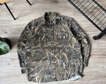Vintage Y2K Echter Baum Camo Mossy Eiche Button Up Shirt Herren Größe XXL