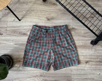 Pantaloncini Lacoste vintage anni '90 con stampa a quadri, taglia 46 da uomo.