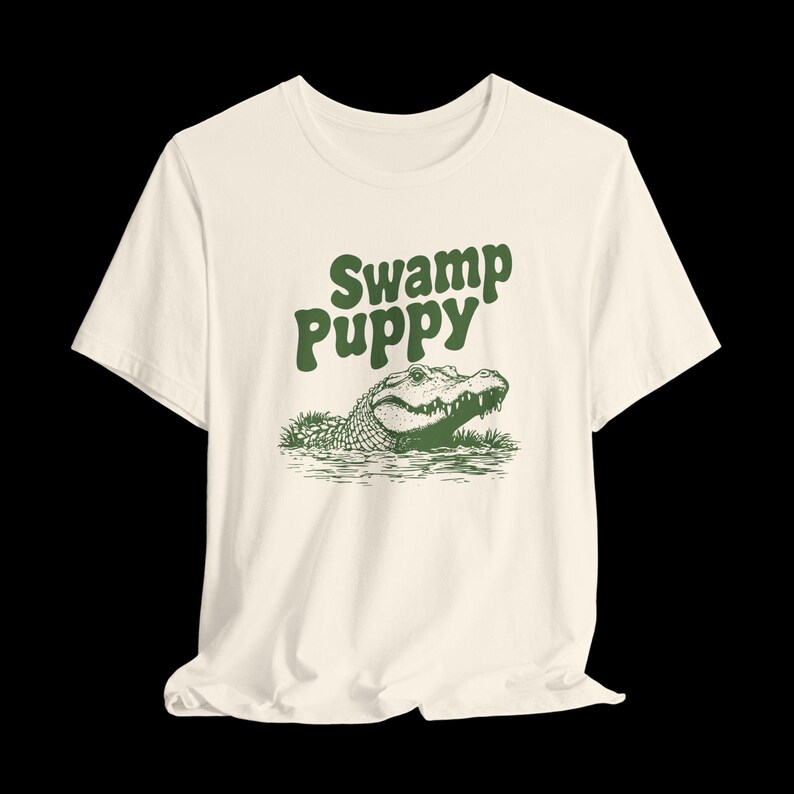Swamp Puppy Shirt, Funny Alligator T-Shirt, Cute Gator Graphic Tee, Southern Humor, Swamp Life Gift Natural