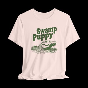 Swamp Puppy Shirt, Funny Alligator T-Shirt, Cute Gator Graphic Tee, Southern Humor, Swamp Life Gift Soft Pink