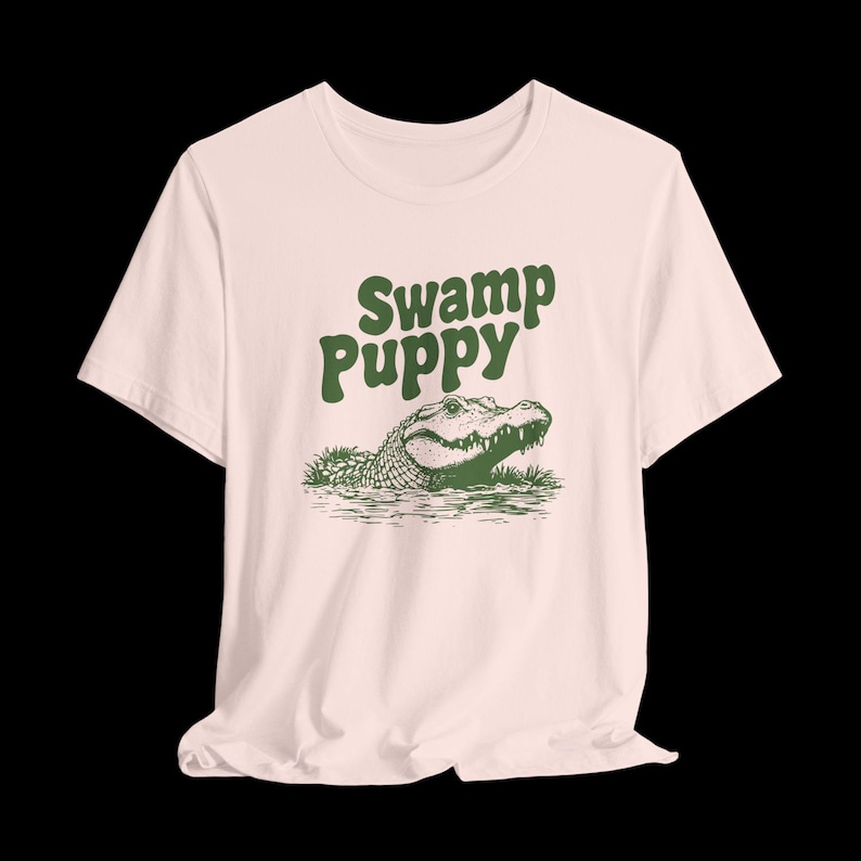 Swamp Puppy Shirt, Funny Alligator T-Shirt, Cute Gator Graphic Tee, Southern Humor, Swamp Life Gift Soft Pink