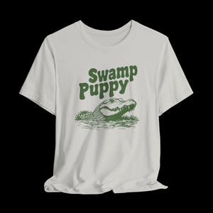 Swamp Puppy Shirt, Funny Alligator T-Shirt, Cute Gator Graphic Tee, Southern Humor, Swamp Life Gift Silver