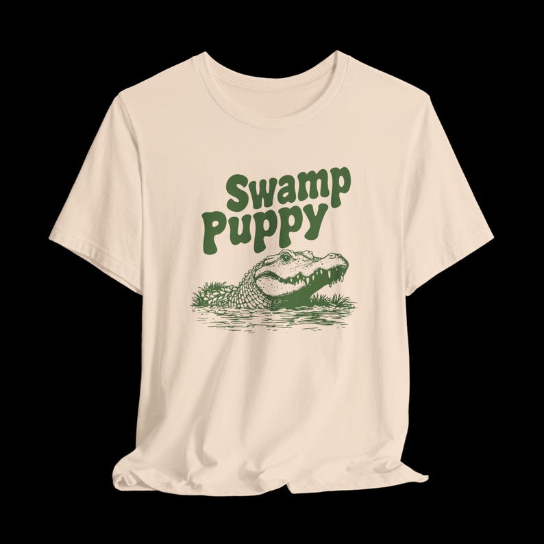 Swamp Puppy Shirt, Funny Alligator T-Shirt, Cute Gator Graphic Tee, Southern Humor, Swamp Life Gift Soft Cream
