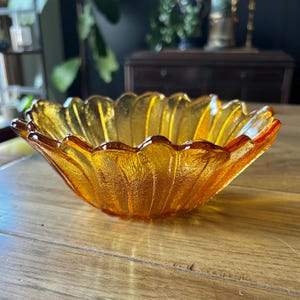 Bol vintage en verre texturé ambré/souci tournesol