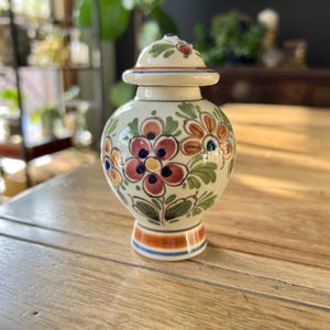 Delft Hand-Painted Ceramic Vase with Lid