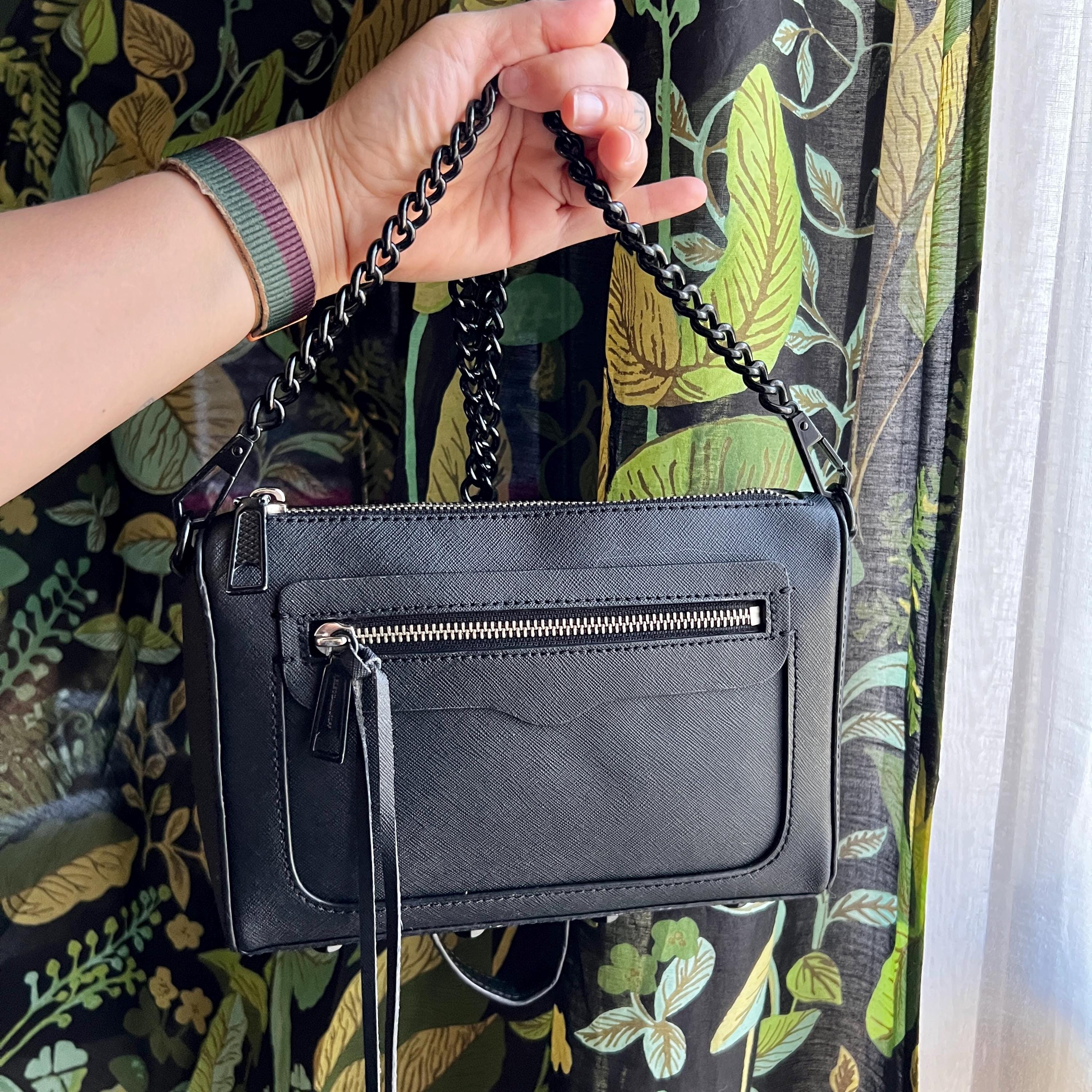 Rebecca Minkoff: Avery Black Saffiano Leather Crossbody Bag With Chain  Strap - Etsy