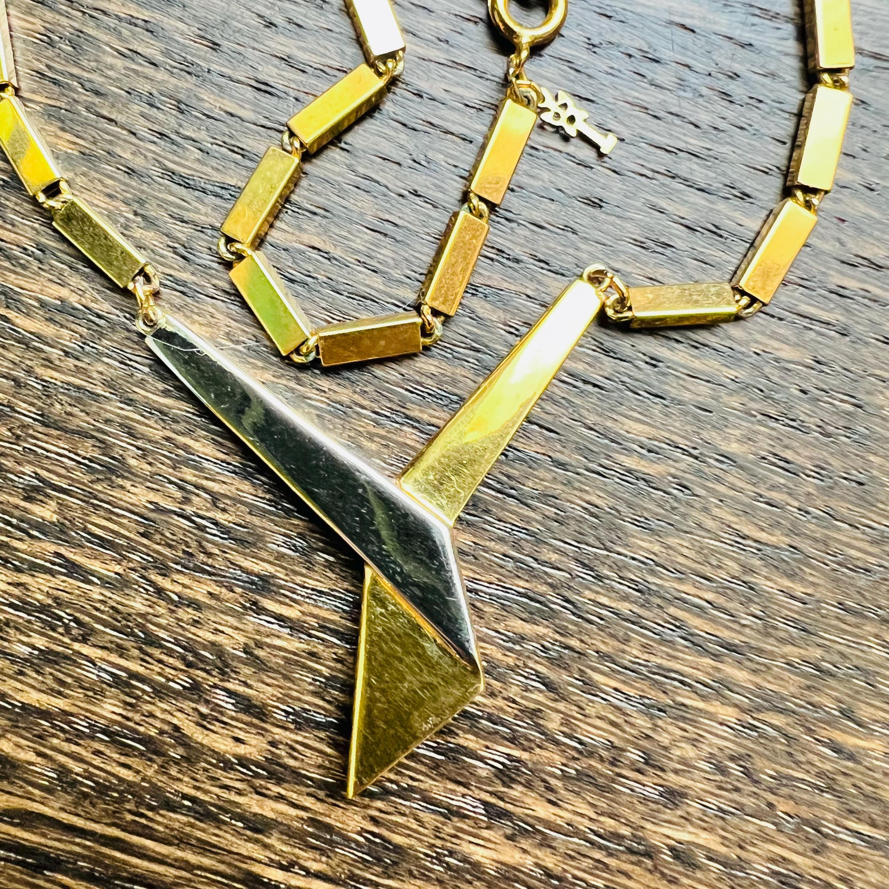 Collana geometrica bicolore vintage anni '50 firmata Trifari