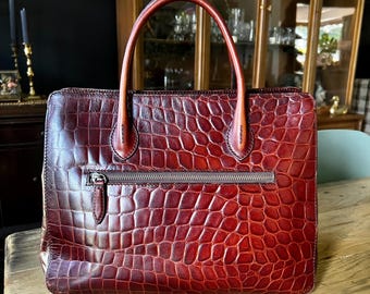 Gianni and Conti: Italian Leather Handbag with Crocodile Skin Effect