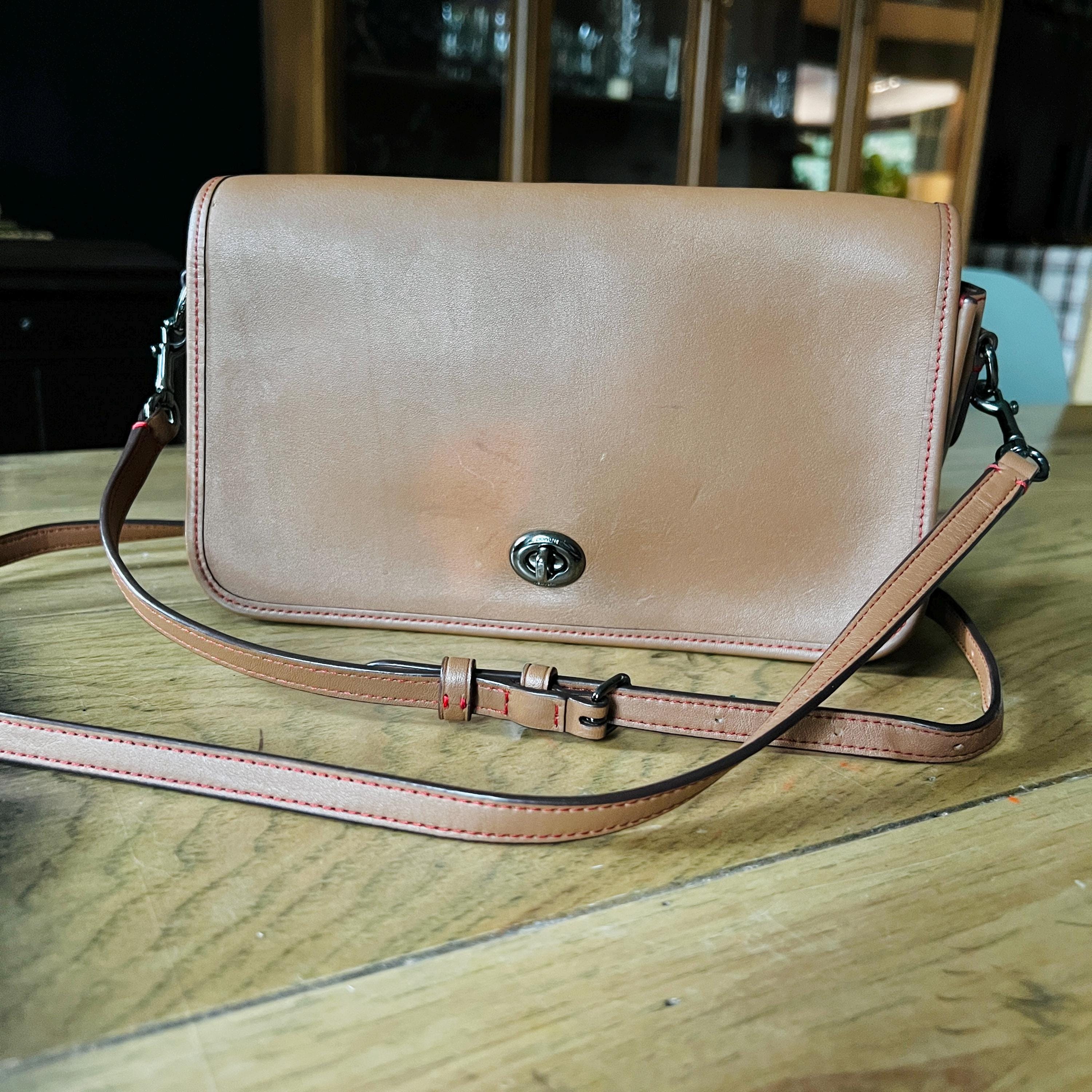 バッグ Vintage Coach Hand Bag Turn Lock Leather COACH Turn Lock Leather Two-way Handbag Shoulder bag Navy