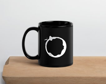 Kubek Nota Coffee Stain w kolorze czarno-białym, błyszczący