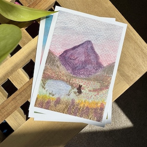 A6 Postkarte Berghase Motiv | Buntstiftkunst