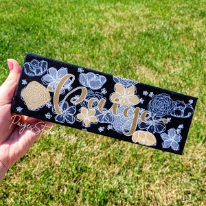Aangepaste bloemen naamborden - handgeschilderd | Unieke plaquettes voor woondecoratie | Bord slaapzaal personaliseren
